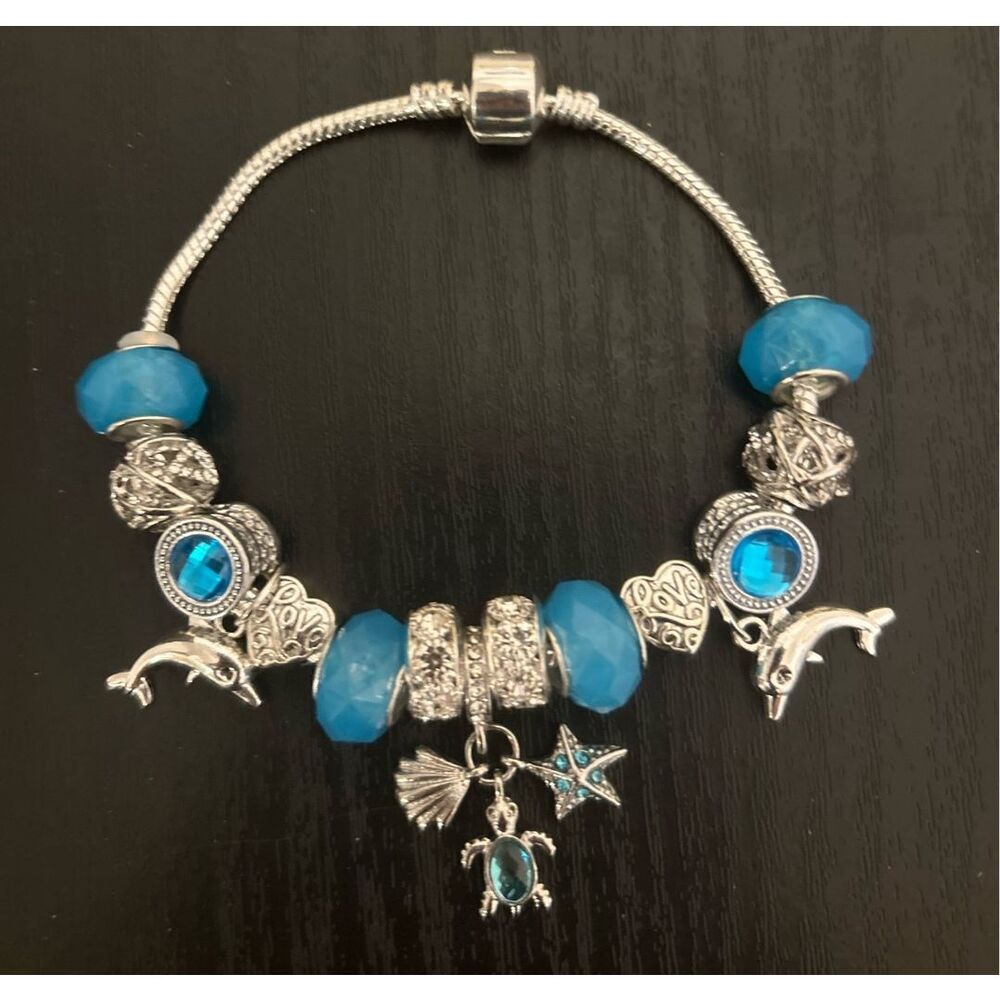 Sea Life Turtle Dolphin Charm Bracelet